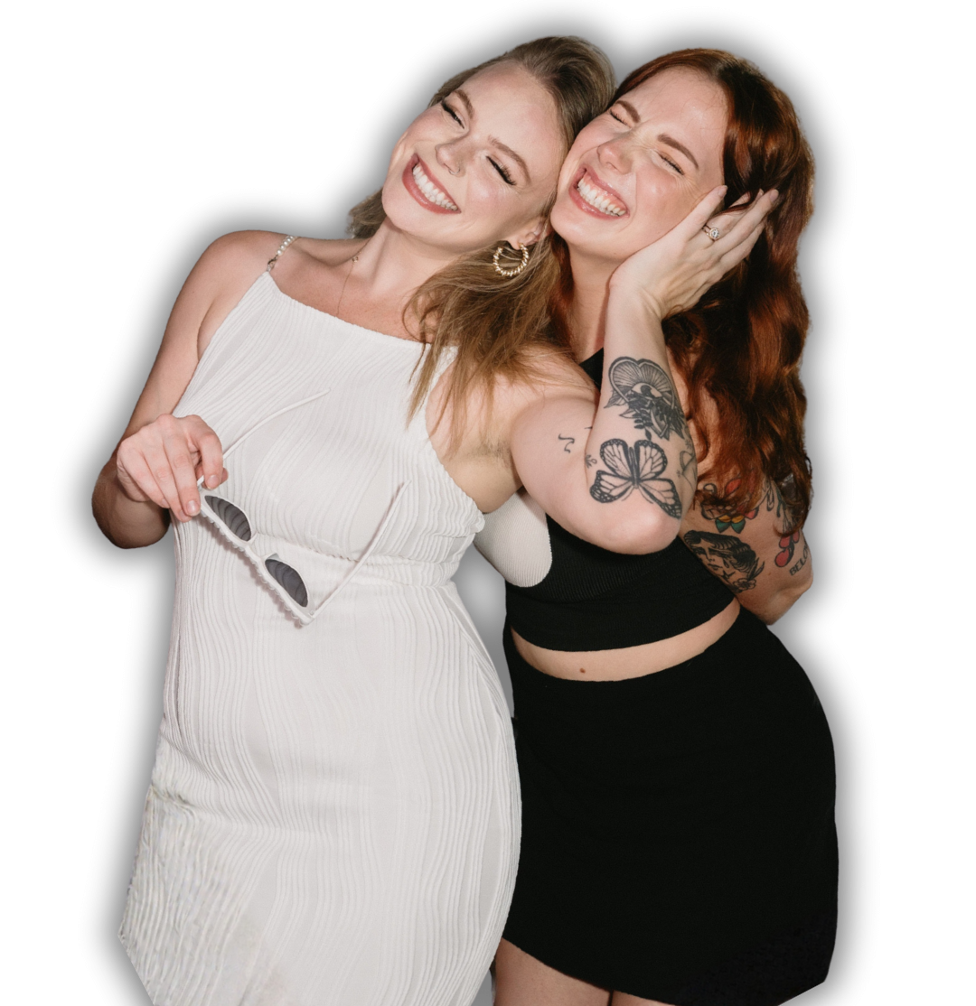 Girls having fun at photobooth